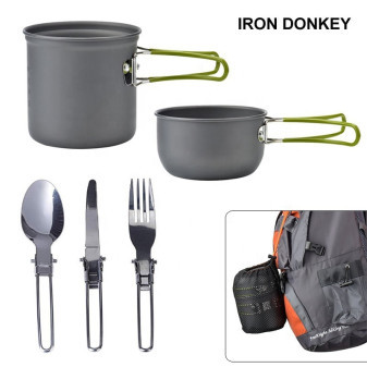 Outdoor kempingová sada s vařičem a nádobím