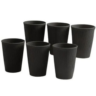 Kelímek plastový drsný 4ks, odolný, černý, 0.3l
