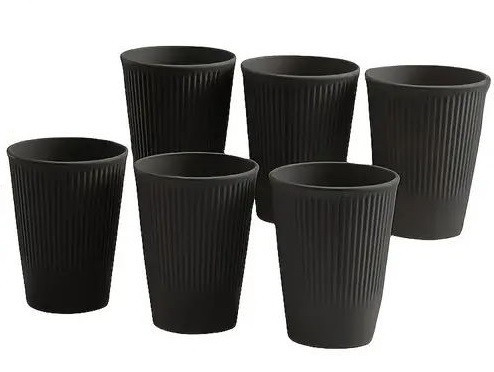 Kelímek plastový drsný 4ks, odolný, černý, 0.3l