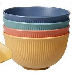 Miska polévková drsná 4ks, odolný plast, různé barvy, 0.33l
