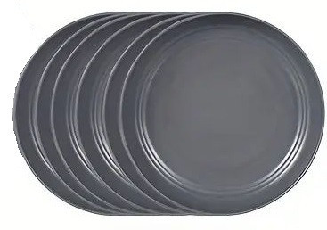Talíř malý 4ks, odolný plast, šedý