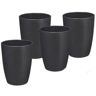 Kelímek plastový 4ks, odolný, černý, 0.3l