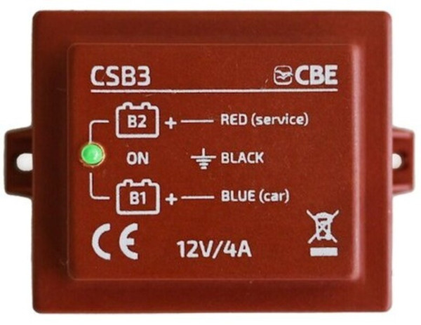 Dobíječ záložní CBE CSB-2 12 V 4 A automatický udržovací modul startovací baterie z nástavbové baterie pro obytná auta