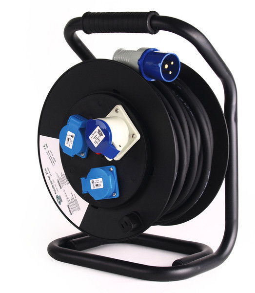 Kabel prodlužovací-cívka CEE 25m - CEE zásuvka, 2xSCHUKO zásuvka