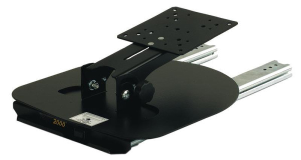 Držák TV výsuvný otočný a sklopný pro TFT monitory 8"–15" (výsuv 37–82,6 cm, do skříňky, hliníkový, černý)