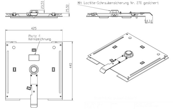 Otočná konzole sedadla řidiče pro VW T5 / T6 / T6.1 (23,5 mm)