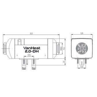 Naftové nezávislé topení Carbest VanHeat 2.0-DH s výškovou sadou, 2 kW, 12 V