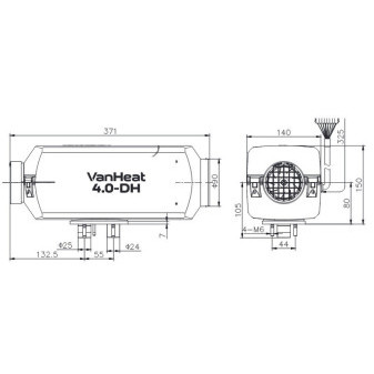 Topení nezávislé naftové Carbest VanHeat 4.0-DH, 12 V, 4 kW (s integrovaným Alpin-kitem)