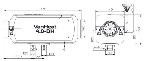 Topení nezávislé naftové Carbest VanHeat 4.0-DH, 12 V, 4 kW (s integrovaným Alpin-kitem)