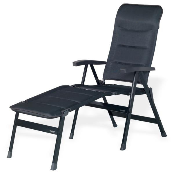 Židle kempingová hliníková MAJESTIC černá / kouřová (polstrovaná skládací židle, potahová síťovina DuraDore 2D Mesh, nosnost 140 kg)