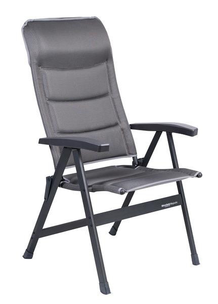 Křeslo kempingové polohovatelné Westfield MAJESTIC středně šedé (řada Be-Smart, polstrovaná prodyšná síťovina DuraDore 2D, hliníkový rám, nosnost 140 kg)