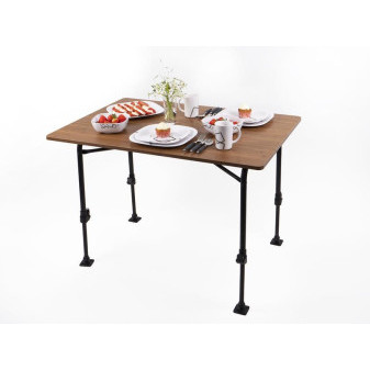 Stůl kempingový skládací Camp4 TJÖRN 80 (80 × 60 cm, výška 51–71 cm, nosnost 50 kg, bambusový dekor)