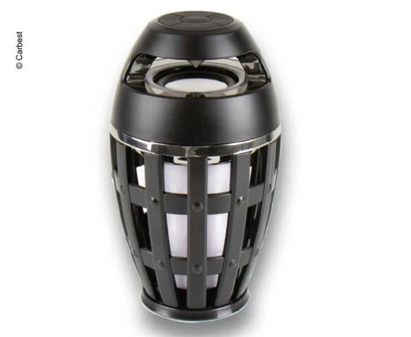 Lampa kempingová stolní LED, efekt plamene a reproduktor