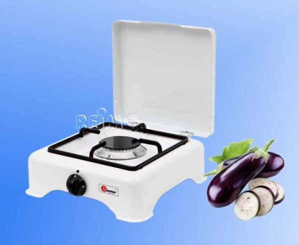 Vařič plynový jednoplotýnkový Parker s termopojistkou, výkon 2,5 kW, tlak 30 mbar, bílá barva