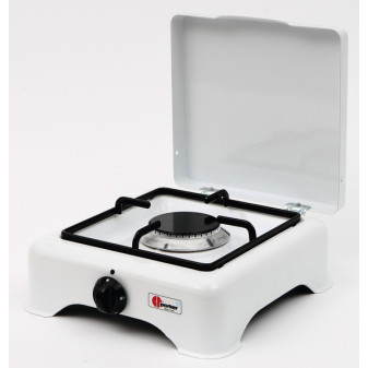 Vařič plynový jednoplotýnkový Parker s termopojistkou, výkon 2,5 kW, tlak 30 mbar, bílá barva