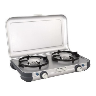Vařič plynový dvoudílný Camping Kitchen 2 CV, piezo zapalování, výkon 4 kW, včetně hadice a regulátoru pro kartuše CV