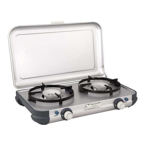 Vařič plynový dvoudílný Camping Kitchen 2 CV, piezo zapalování, výkon 4 kW, včetně hadice a regulátoru pro kartuše CV