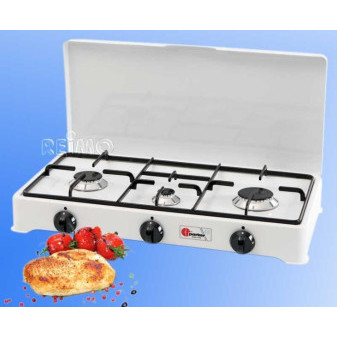 Vařič plynový přenosný Parker 3 hořáky 5,15 kW, smaltové tělo, 8 mm přípojka, pojistka zapalování