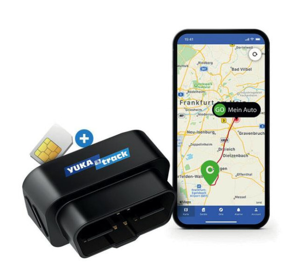 GPS lokátor s OBD2 rozhraním YUKAtrack (včetně integrované SIM karty a mobilní aplikace, celoevropské pokrytí)
