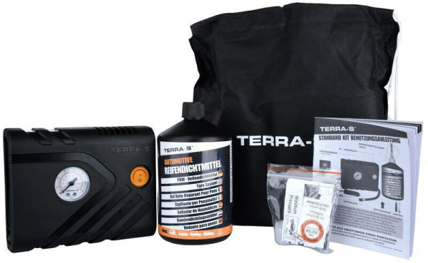 Sada na opravu pneumatik Terra-S Standard Kit s těsnicím gelem 700 ml černá pro průrazy do 6 mm