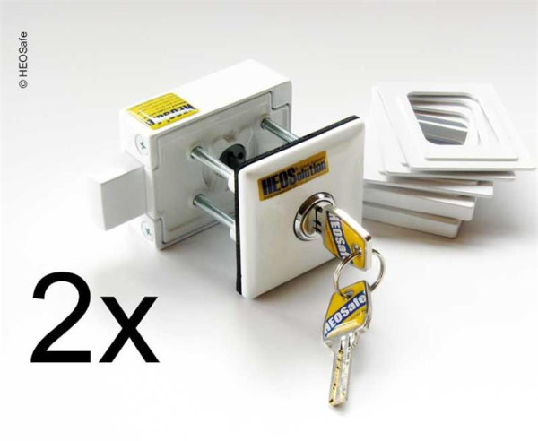 Zámek přídavný na dveře a klapky (2 ks, stejný klíč, bílý)