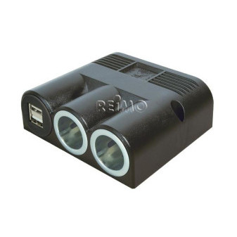 Zásuvka přesazená12/24V s 2x napájením a dvojitou USB zásuvkou