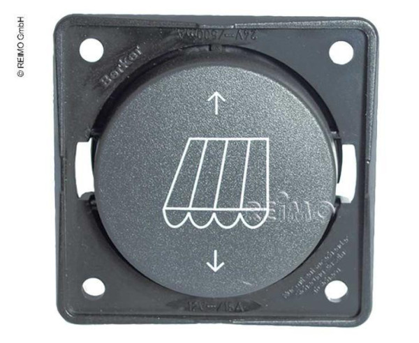 Spínač kolébkový tlačítkový pro elektrickou markýzu 12/24 V 4 kontakty ploché konektory 4,8 mm antracit Berker INTEGRO