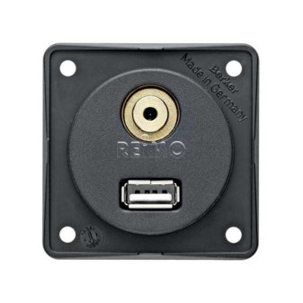 Zásuvka vestavěná,USB/audio, nabíjecí výkon 1A, antacitová