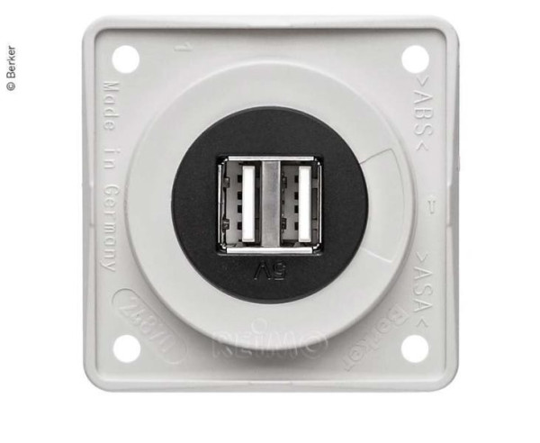 Zásuvka USB nabíjecí dvojitá Berker Integro 12V 2,5A 2× USB-A vestavná černá matná bez krytu