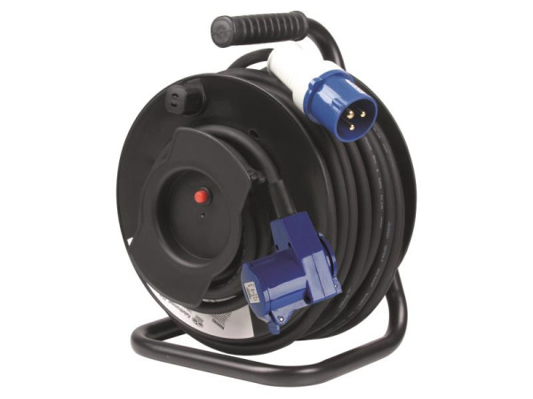 Kabelový buben CEE Carbest H07RN-F 3G2,5 mm², 25 m, s úhlovou CEE a Schuko koncovkou