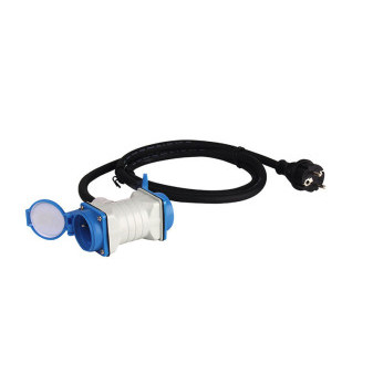Kabel prodlužovací Carbest 230V – 1,5 m, 3x2.5mm, 1xschuko zástrčka 2xschuko spojka