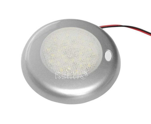 Světlo bodové, přisazené, 12LED bílých, 6led modrých, 12V, kulaté, stříbrné