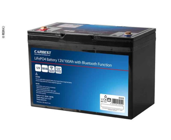 Lithiový trakční akumulátor Carbest LiFePO4 12 V / 100 Ah s Bluetooth