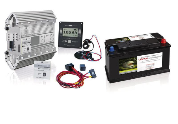 Nabíjecí a bateriový set Büttner Elektronik Lithium-Power-Set III (baterie LiFePO4 120 Ah, BCB 25/20, booster, ovladač)