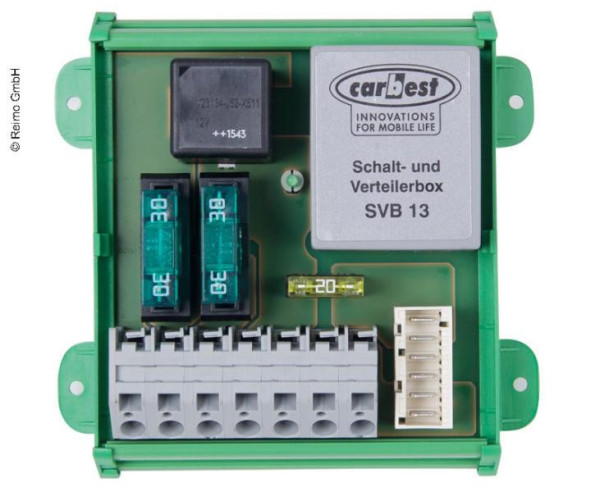 Rozdělovač napětí a spínací box Carbest SVB 13 s D+ detektorem (12 V / 30 A)