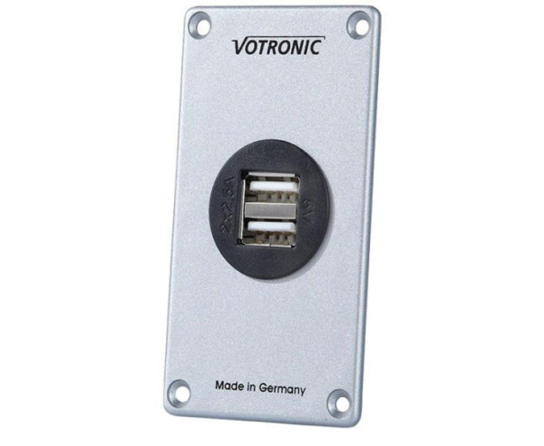 Zásuvka USB nabíjecí vestavná dvojitá 5V/2,5A pro 12V a 24V panel S