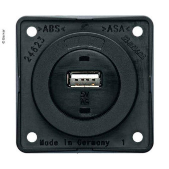 Zásuvka vestavěná USB, matná antracit, 12V, výstupní proud 3A