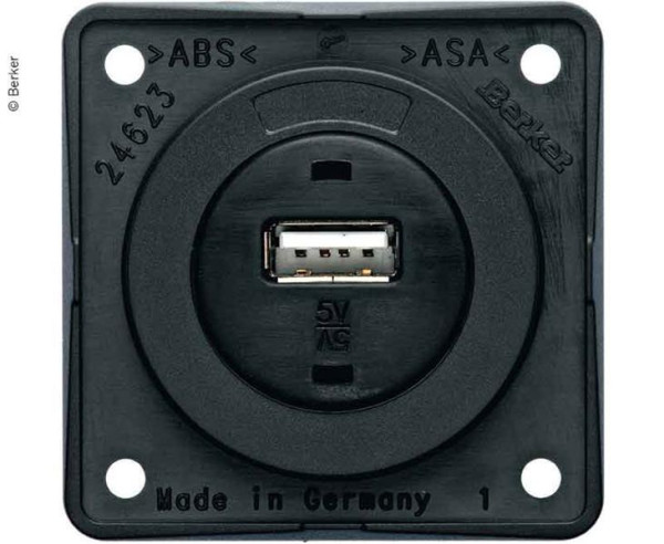 Zásuvka vestavěná USB, matná antracit, 12V, výstupní proud 3A