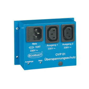 Přepěťová ochrana 230 V OVP 01 (130 × 90 × 45 mm, max. 10 A) – s kabelem a automatickým opětovným sepnutím