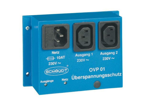 Přepěťová ochrana 230 V OVP 01 (130 × 90 × 45 mm, max. 10 A) – s kabelem a automatickým opětovným sepnutím