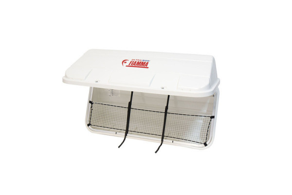 Box na zavazadla Fiamma Ultra-Box 500 pro nosiče kol na obytné vozy (objem 500 l, bílý, ABS plast)