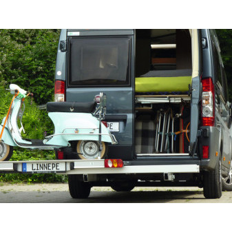 Posuvný hliníkový nosič motocyklů Linnepe SlidePort (pro dodávky Fiat Ducato 6m, nosnost 170 kg)