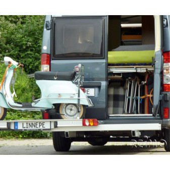 Posuvný hliníkový nosič motocyklů Linnepe SlidePort (pro dodávky Fiat Ducato 6,4 m, nosnost 170 kg)