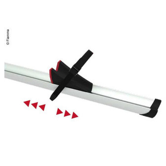 Kolejnice nosiče kol Fiamma Rail Premium XL o délce 139 cm s nastavitelnými botkami a popruhy, stříbrná