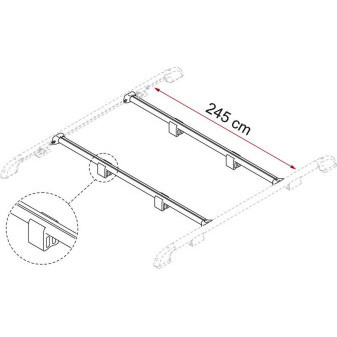 Lišta upevňovací Fiamma Fixing-Bar Rail (240 cm, 2 ks, šedá)