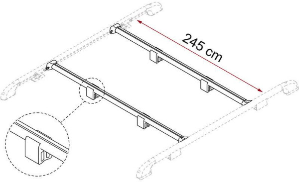 Lišta upevňovací Fiamma Fixing-Bar Rail (240 cm, 2 ks, šedá)
