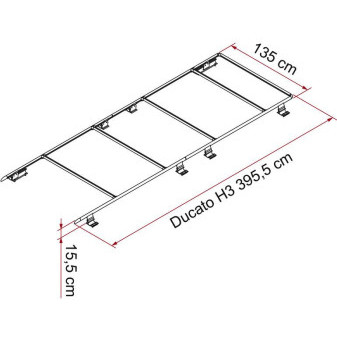Střešní nosič s podélníky a příčníky Fiamma Roof Rail Ducato od 2006 (pro verzi H3, délka 395 cm)