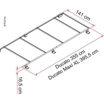 Střešní nosič a podélníky Fiamma Roof Rail Ducato Maxi XL (od roku 2007, pro superlounhý rozvor L4, délka 395 cm)