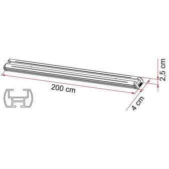 Kotvicí systém do zadní garáže hliníkový (2× kolejnice 200 cm + 5× posuvné oko, 40 × 25 mm)