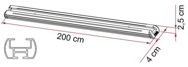 Kotvicí systém do zadní garáže hliníkový (2× kolejnice 200 cm + 5× posuvné oko, 40 × 25 mm)